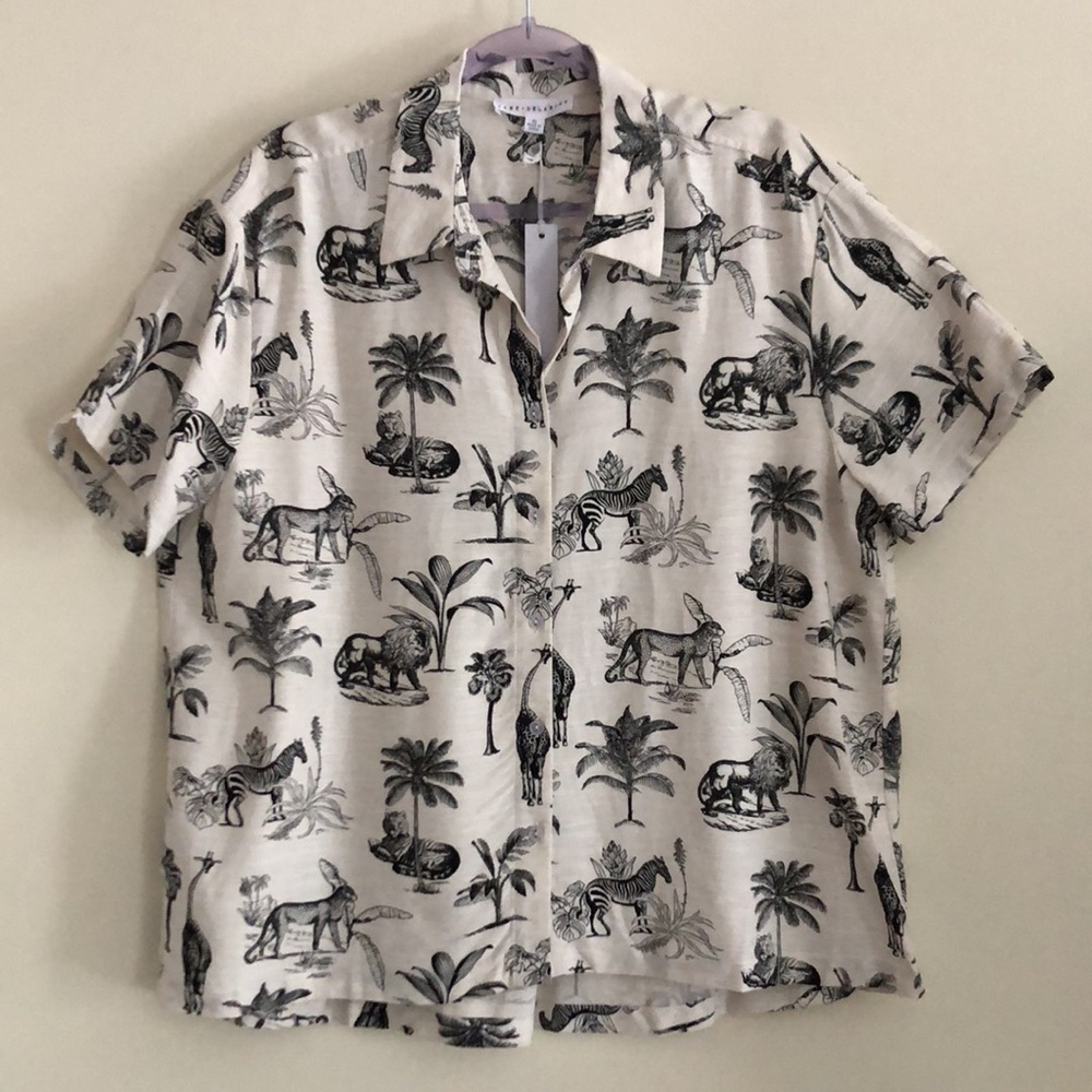 Jane & Delancey Women’s Tropical Safari Print Shirt Blouse Top - Picture 11 of 11